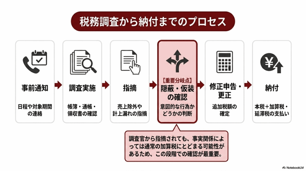 税務調査で重加算税を指摘されたときの流れ