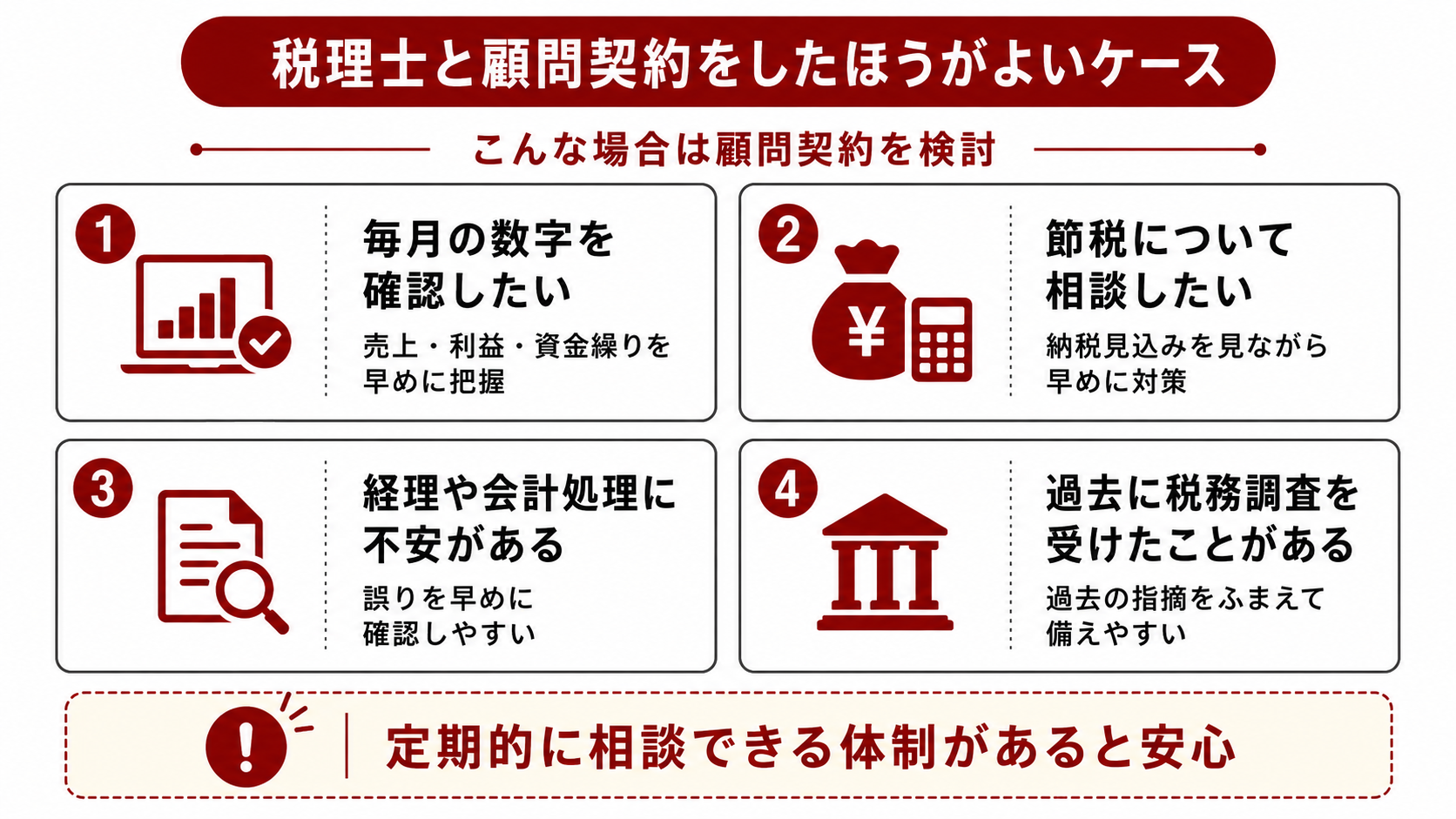 税理士と顧問契約をしたほうがよいケース